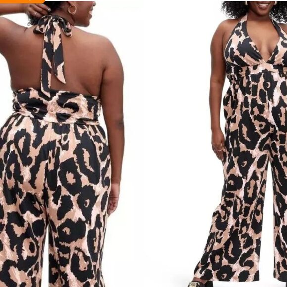 Plus size Halter Leopard Jumpsuit - Picture 3 of 5